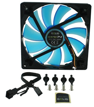 Вентилятор 140x140x25 GELID Solutions Wing 14 UV Blue 1200rpm FN-FW14B-12