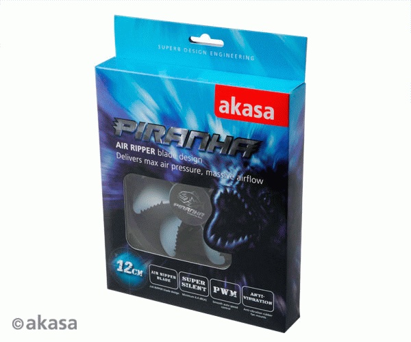 Вентилятор 120x120x25 Akasa AK-FN072 12cm Piranha 120mm 4-Pin PWM 7-Blade