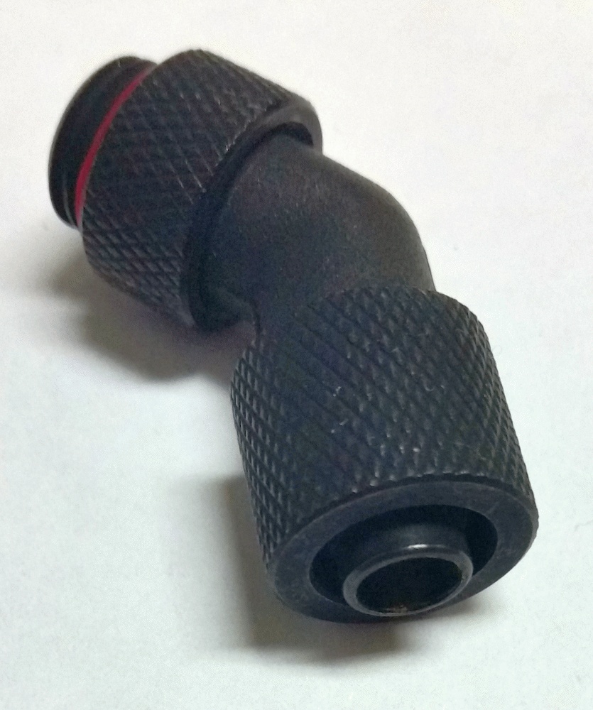 СЖО Bitspower Фитинг 11/8mm 45° G1/4 revolvable - knurled - matte black