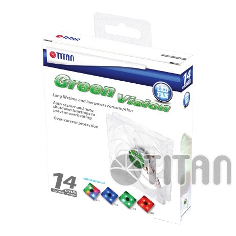 Вентилятор 140x140x25 TITAN TFD-14025GT12Z/LD1/V2(RB) (4 colors: red, blue, green, orange)