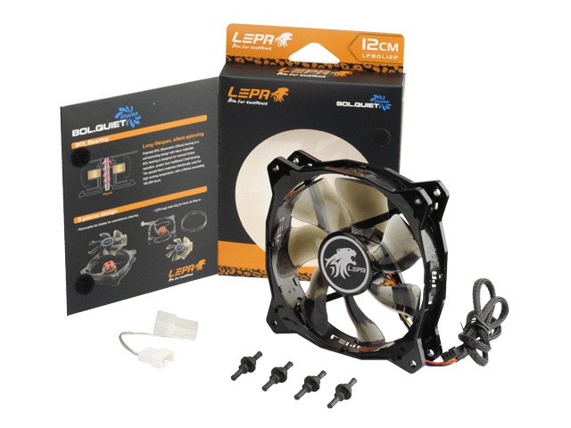 Вентилятор 120x120x25 LEPA LPBOL12P-BL