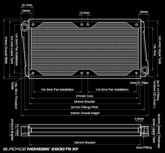 СВО Hardware Black Ice Nemesis 280GTS XFlow, 2x140 мм, толщина 30 мм N280GTS-F1PD