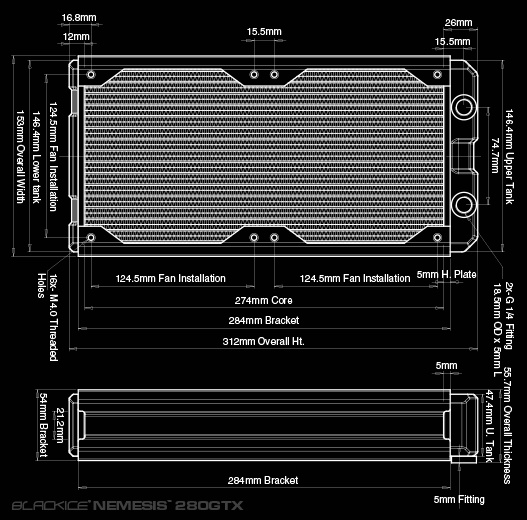 СЖО Hardware Black Ice Nemesis 280GTX, 2x140 мм, толщина 54 мм N280GTX-F2PD