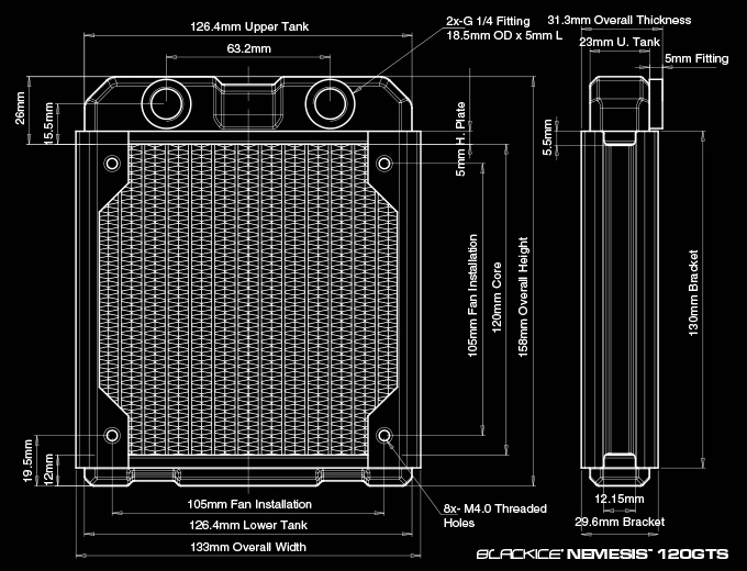 СЖО Hardware Black Ice Nemesis 120GTS, 1x120 мм, толщина 30 мм
