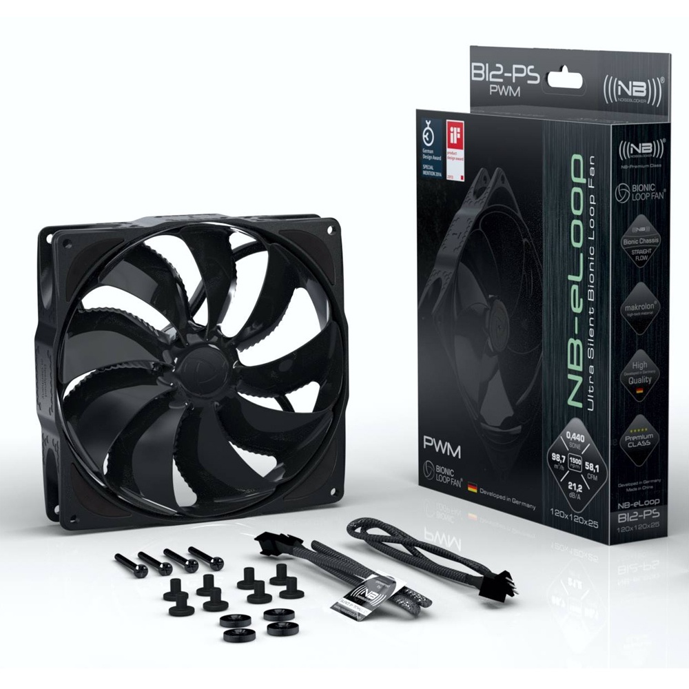 Вентилятор 120x120x25 NoiseBlocker BionicLoopFan 400-1500rpm, PWM B12-PS-BL