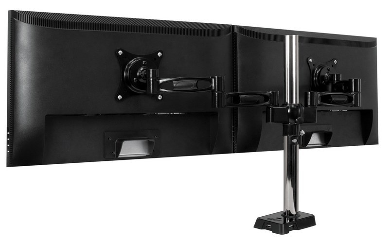 Аксессуары Arctic Крепление для двух мониторов к столу ARCTIC Z2 Black Dual Monitor Arm with 4-Port