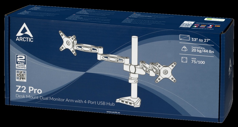 Аксессуары Arctic Крепление для двух мониторов к столу ARCTIC Z2 Pro (Gen 2) Dual Monitor Arm with