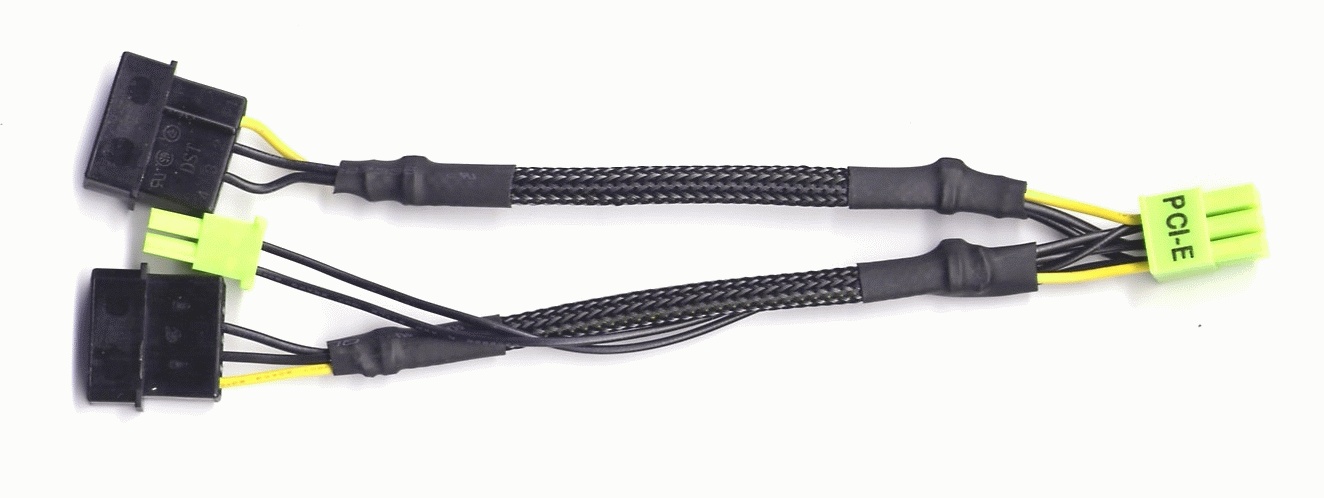 переходник Recom Мolex 2x4 pin на 6 pin ( 8 pin ) PCI-E RC-GC2X4-8pcie