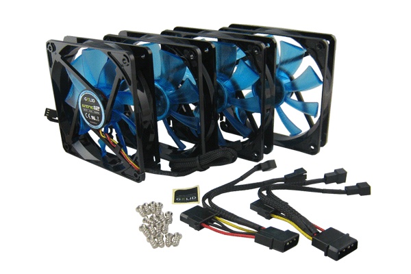 Вентилятор 120x120x25 GELID Solutions Комплект 4шт Mulitpack Wing 12 Blue 120mm, 1500rpm, FN-FW1204
