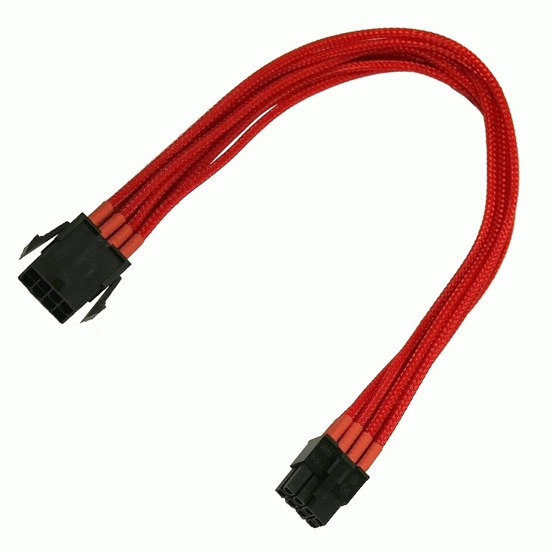 Удлинитель Nanoxia 8-pin PCI-E, 30см, индивидуальная оплетка красный  NX8PE3ER