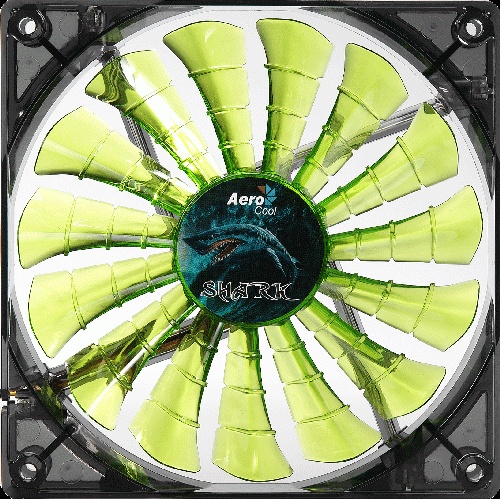 Вентилятор 120x120x25 AeroCool Shark, с подсветкой, Зеленый