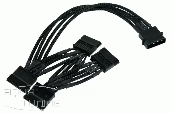 Разветвитель Phobya Multi SATA power cable (4x) – individually sleeved - black