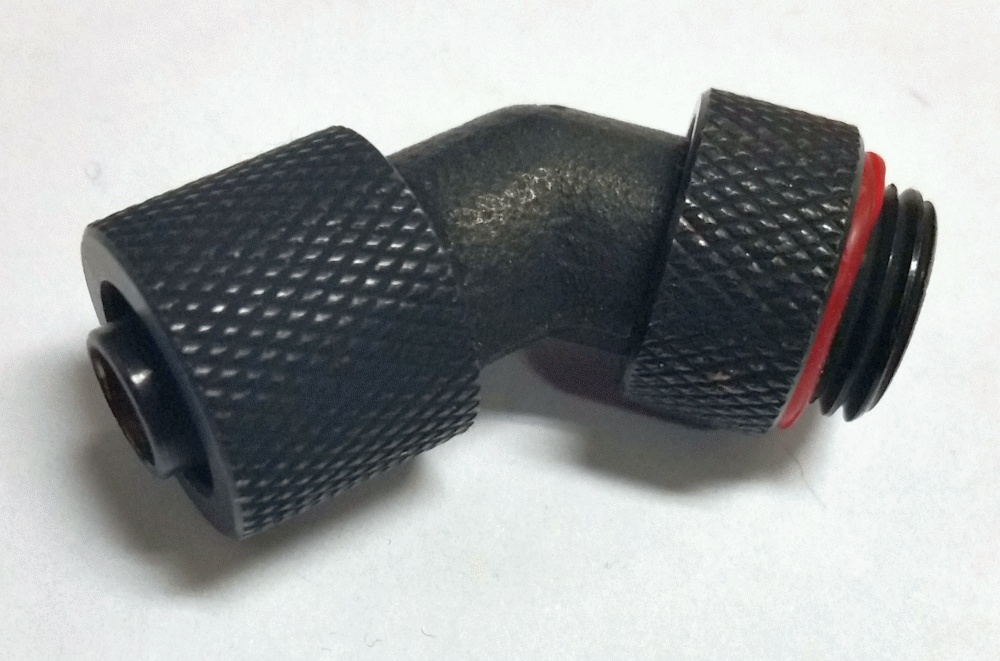 СЖО Bitspower Фитинг 11/8mm 45° G1/4 revolvable - knurled - matte black