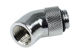 СВО Alphacool HF angled adaptor 45 G1/4OD to G1/4ID revolvable - Chrome 17050