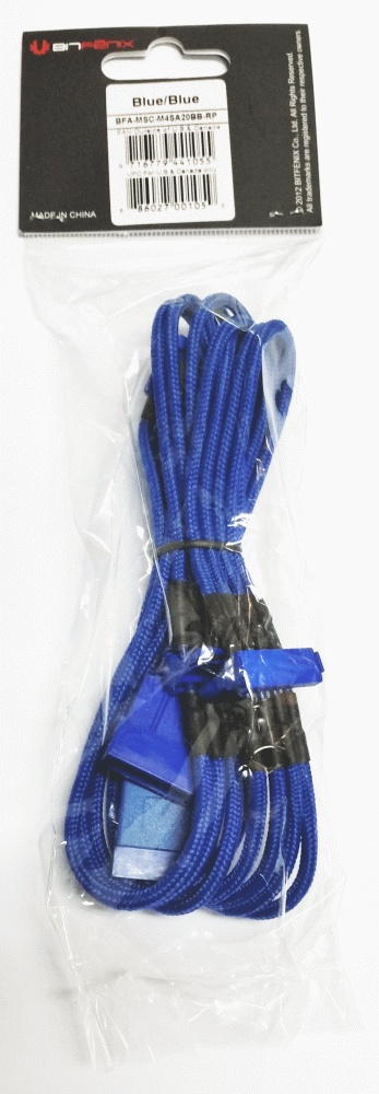 Переходник BitFenix Molex to 4 x SATA 20cm Blue/Blue
