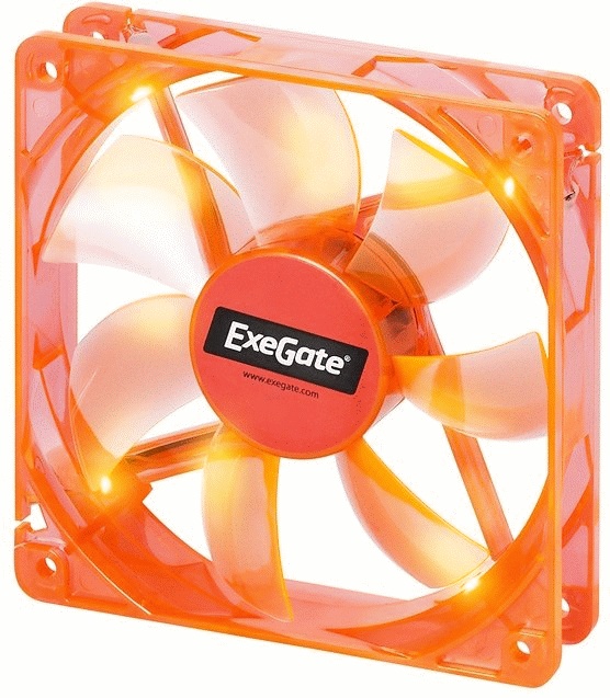 Вентилятор 120x120x25 Exegate Mirage 120x25B, Yellow UV 12025M12B/UV4, 1600 об./мин., 3pin