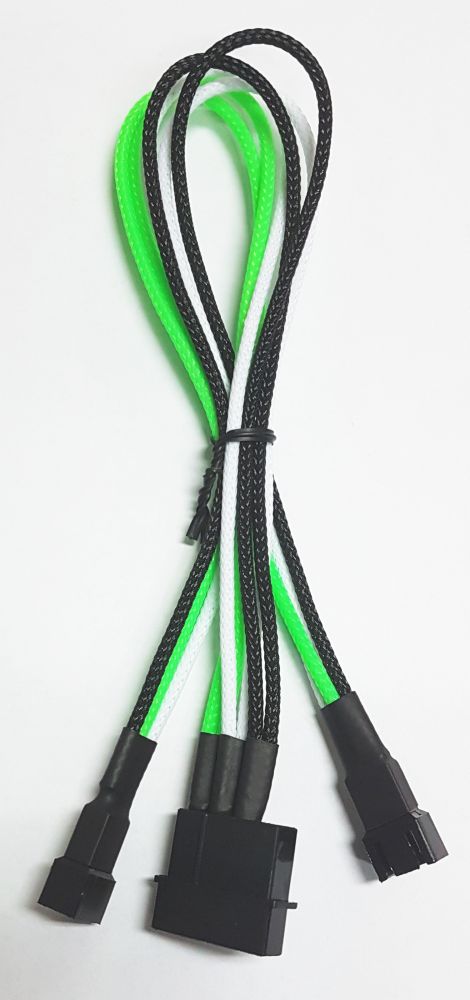 Разветвитель Nanoxia 4-pin MOLEX в 2 x 3-pin, 30см зеленый/белый/черный NX42A30GWS
