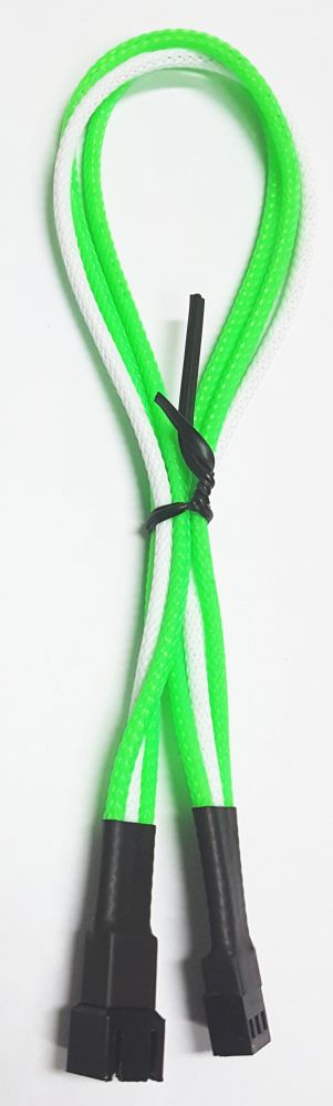 Удлинитель Nanoxia 3-pin, 30см, индивидуальная оплетка.белый/зеленый NX3PV3EGW