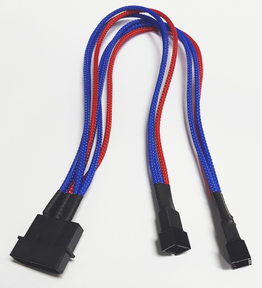 Разветвитель Nanoxia 4-pin MOLEX в 2 x 3-pin, 30см синий/красный NX42A30BR