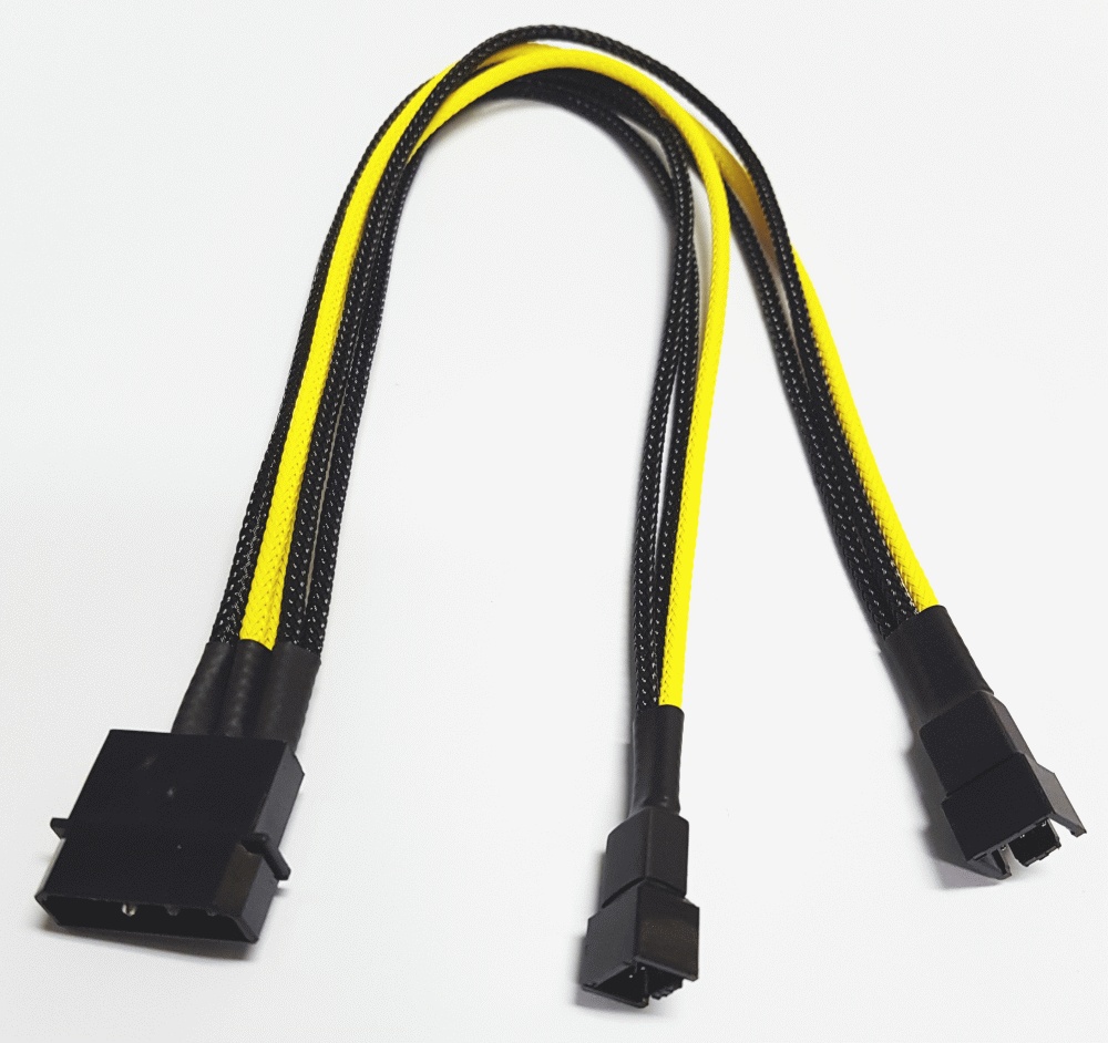 Разветвитель Nanoxia 4-pin MOLEX в 2 x 3-pin, 30см черный/желтый NX42A30SG