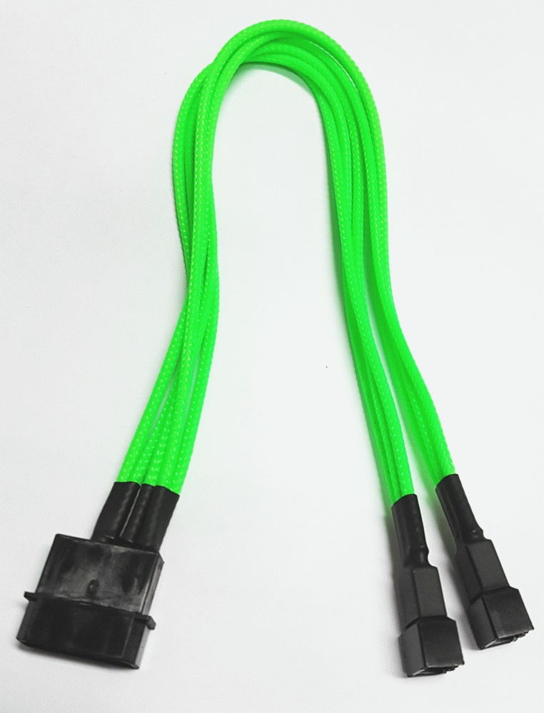 Разветвитель Nanoxia 4-pin MOLEX в 2 x 3-pin, 30см неоновый зеленый NX42A30NG