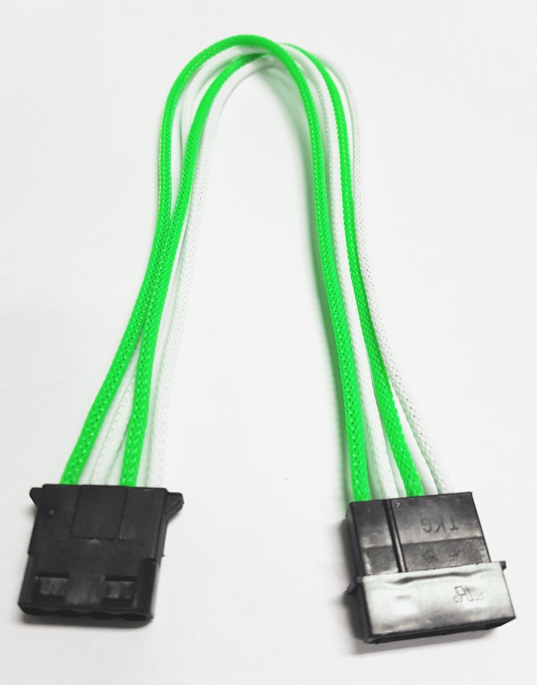 Удлинитель Nanoxia 4-pin MOLEX, 30см, индивидуальная оплетка. зеленый/белый NX4PV3EGW