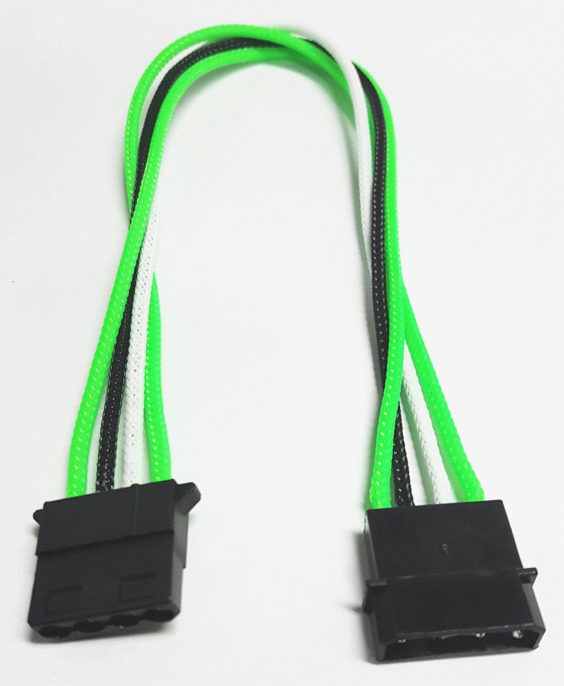 Удлинитель Nanoxia 4-pin MOLEX, 30см, индивидуальная оплетка. зеленый/белый/черный NX4PV3EGWS