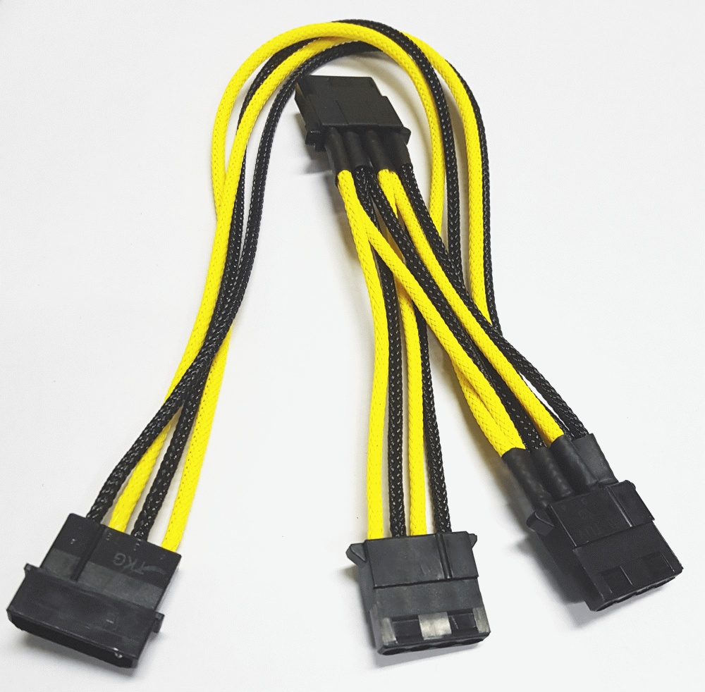 Разветвитель Nanoxia 4-pin MOLEX в 3 х 4-pin MOLEX, 30см черный/желтый NX43A30SG