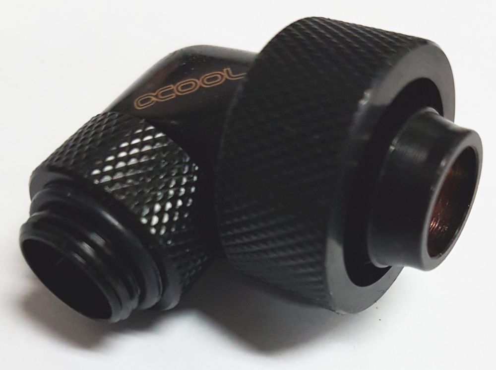 СЖО Alphacool Фитинг Eiszapfen с накидной гайкой угловой 19/13mm резьба G1/4 черный