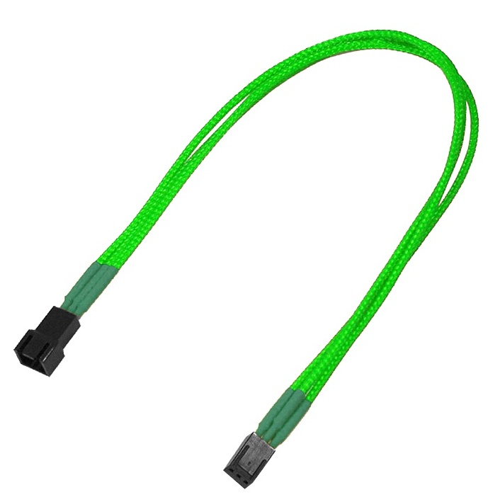 Удлинитель Nanoxia 3-pin, 30см, индивидуальная оплетка, неоновый зеленый NX3PV3ENG