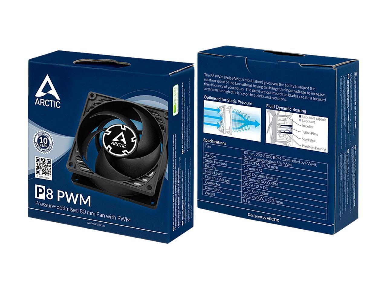 Вентилятор 80х80х25 Arctic P8 PWM (Black/Black) ACFAN00149A