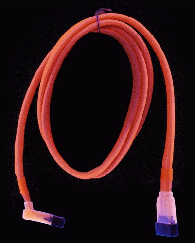 Кабель SATA Revoltec 100 см,90 град. UV-активный Оранжевый RC050