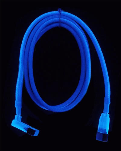 Кабель SATA Revoltec 100 см,90 град. UV-активный синий RC051