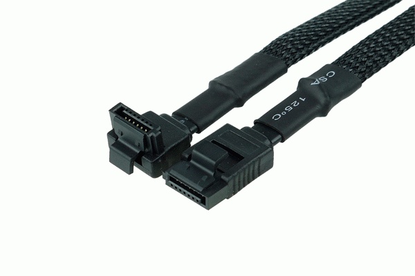 Кабель SATA Phobya SATA 3.0 connection cable with safety latch 90cm - black sleeved