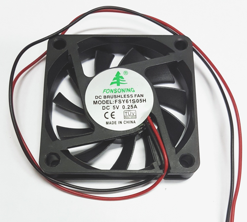 Вентилятор Fonsoning 60x60x10 FSY61S05H, 4000rpm, 28dB(M), 0.25A, 2pin, 5V