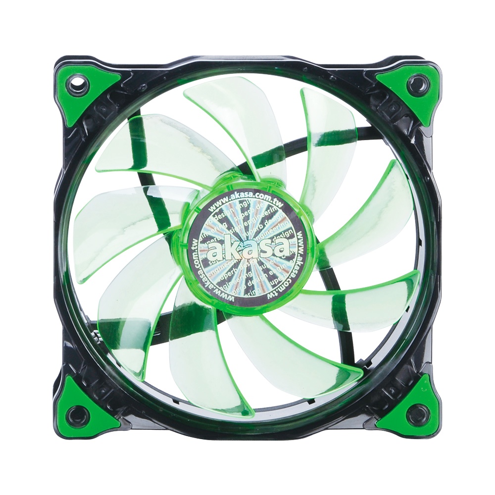 Вентилятор 120x120x25 Akasa AK-FN091-GN Vegas LED,1200rpm, 23.2dB(M), 0.3A, зеленый