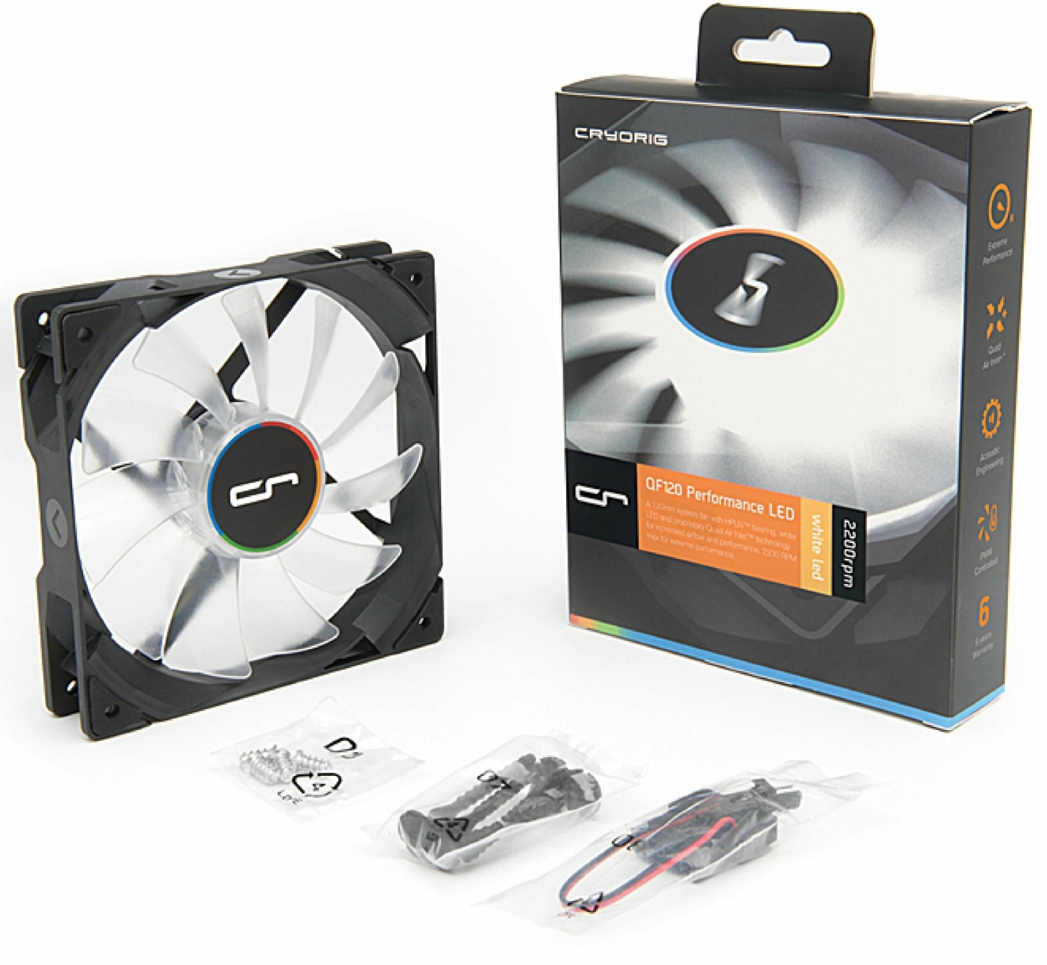 Вентилятор 120x120x25 Cryorig QF120 Silent LED CR-QFLB , 200-1000rpm, PWM