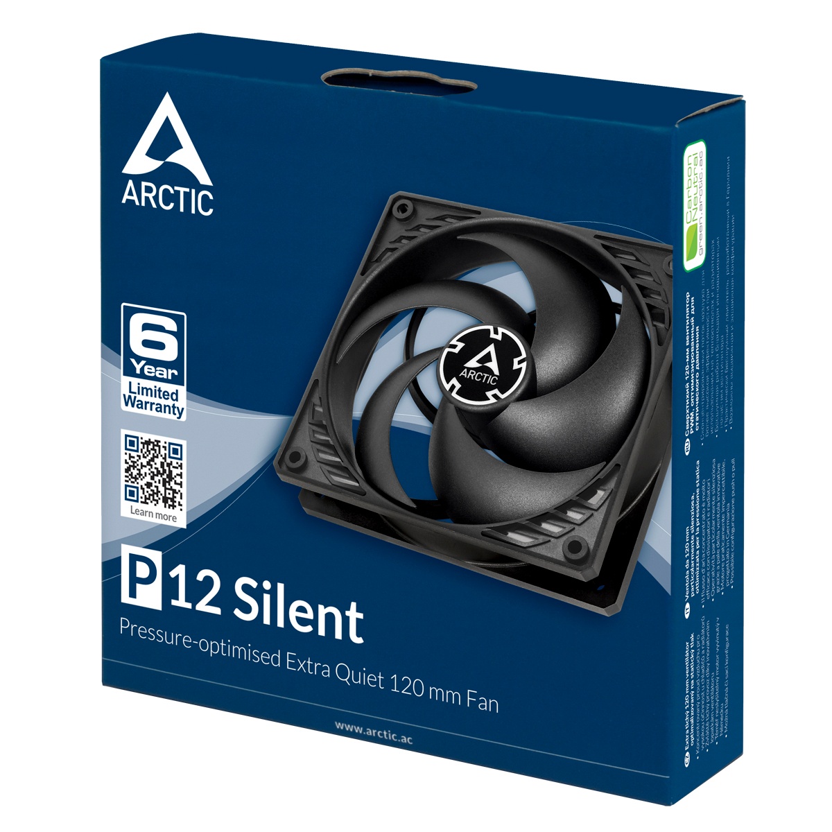 Вентилятор 120x120x25 Arctic P12 Silent, 1050rpm, 0.09A, (Черный), ACFAN00130A