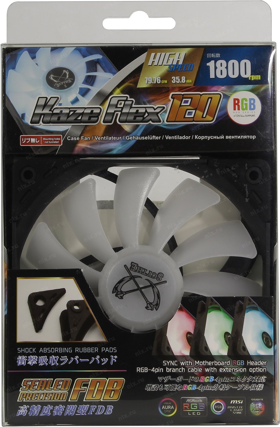 Вентилятор 120x120x27 Scythe Kaze Flex RGB PWM 300 ~ 1800 rpm SU1225FD12HR-RNP