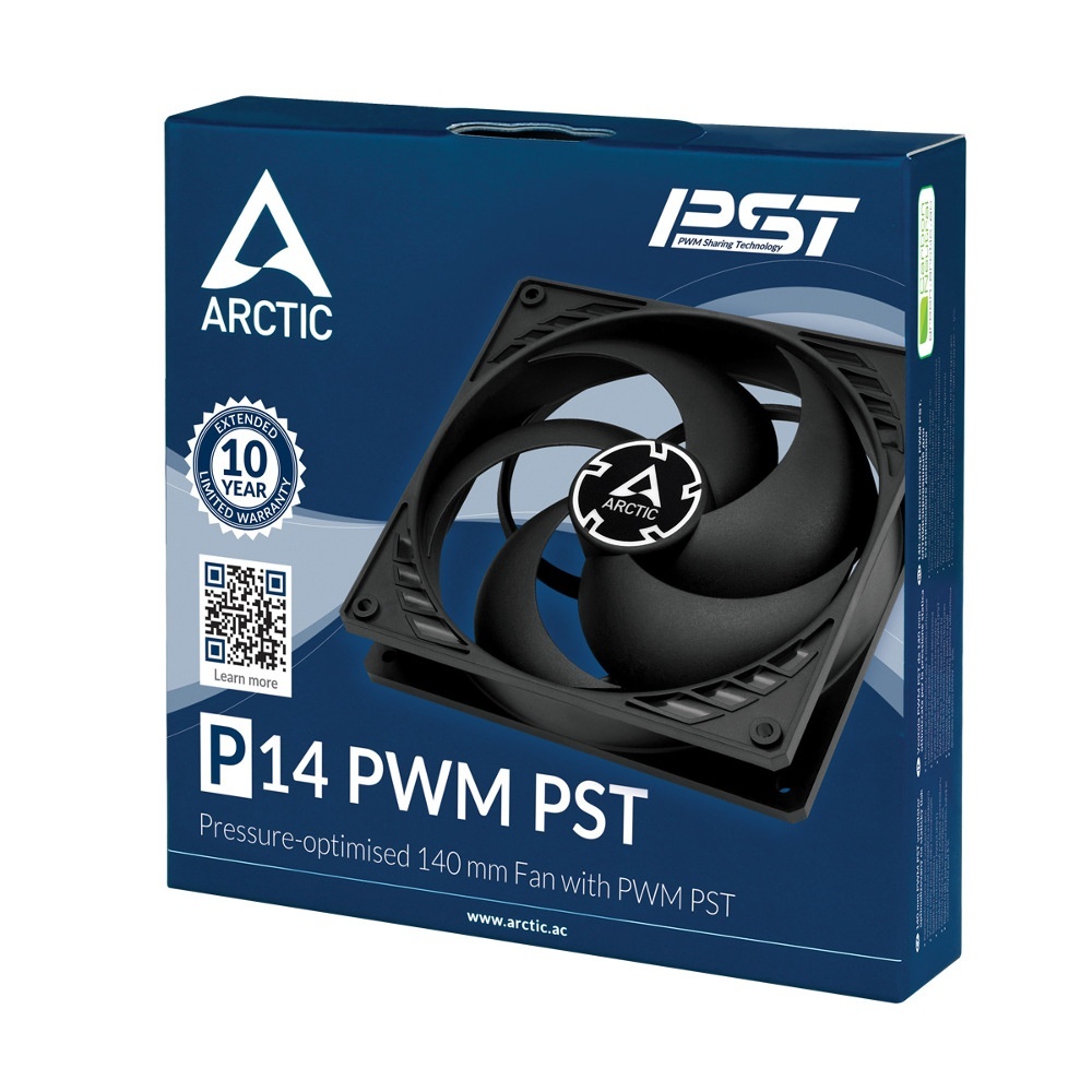 Вентилятор 140x140x27 Arctic P14 PWM PST (black/black), 200-1700rpm,0.12A, ACFAN00125A