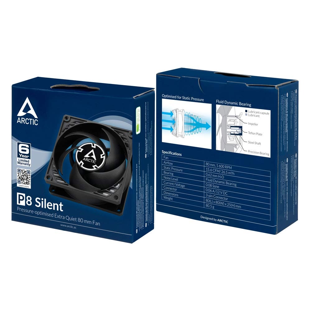 Вентилятор 80х80х25 Arctic P8 Silent (Black/Black) ACFAN00152A