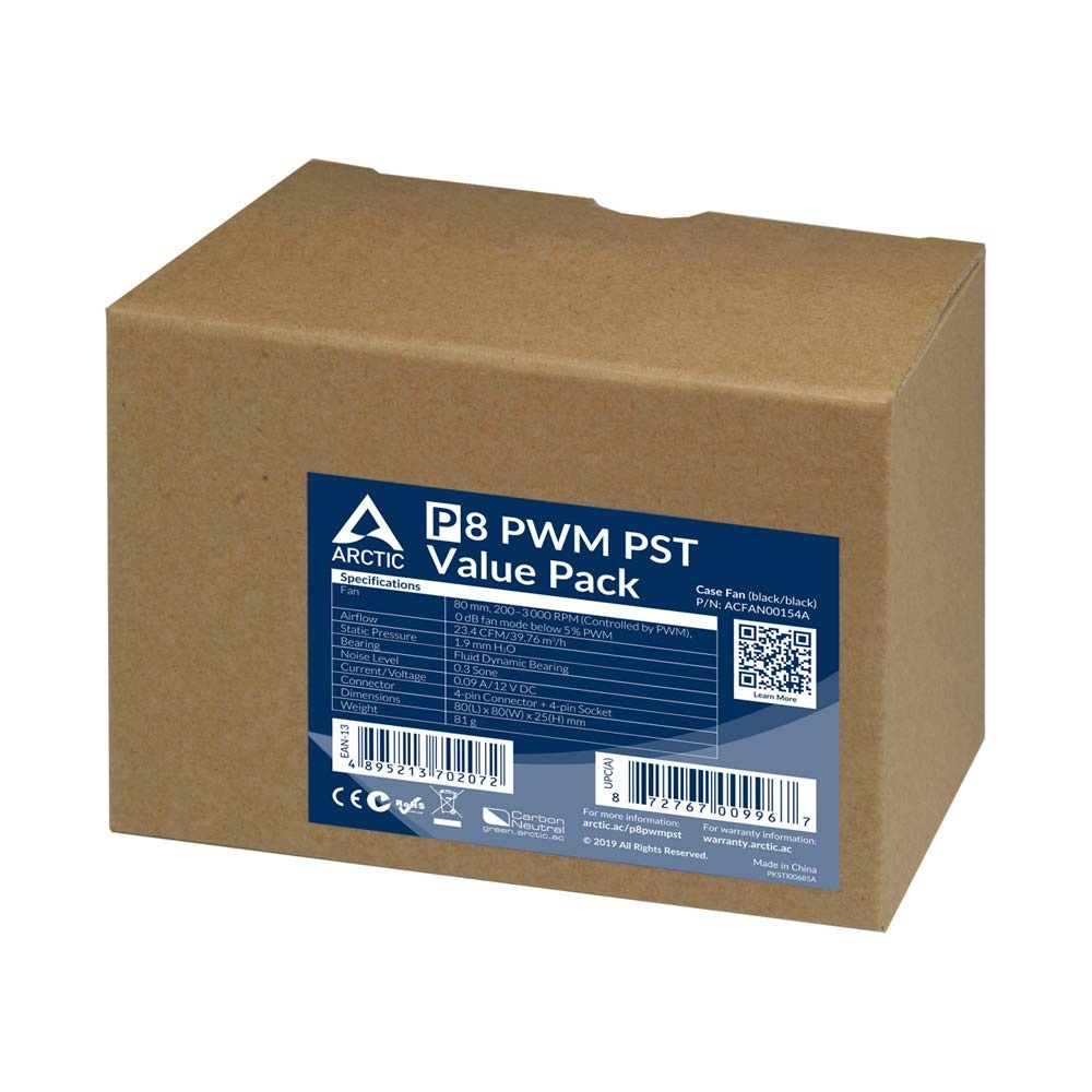 Вентилятор 80х80х25 Arctic P8 PWM PST Value Pack 5 шт. (Black) ACFAN00154A