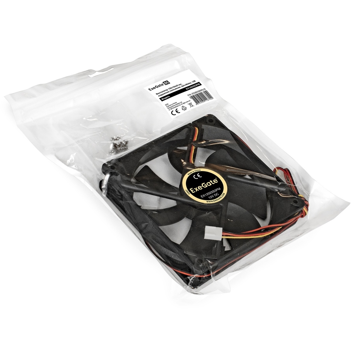 Вентилятор 120x120x25 Exegate EX12025S3PM, 1500rpm, 0.24dB(M), 0.22A, SLB, 3pin+molex