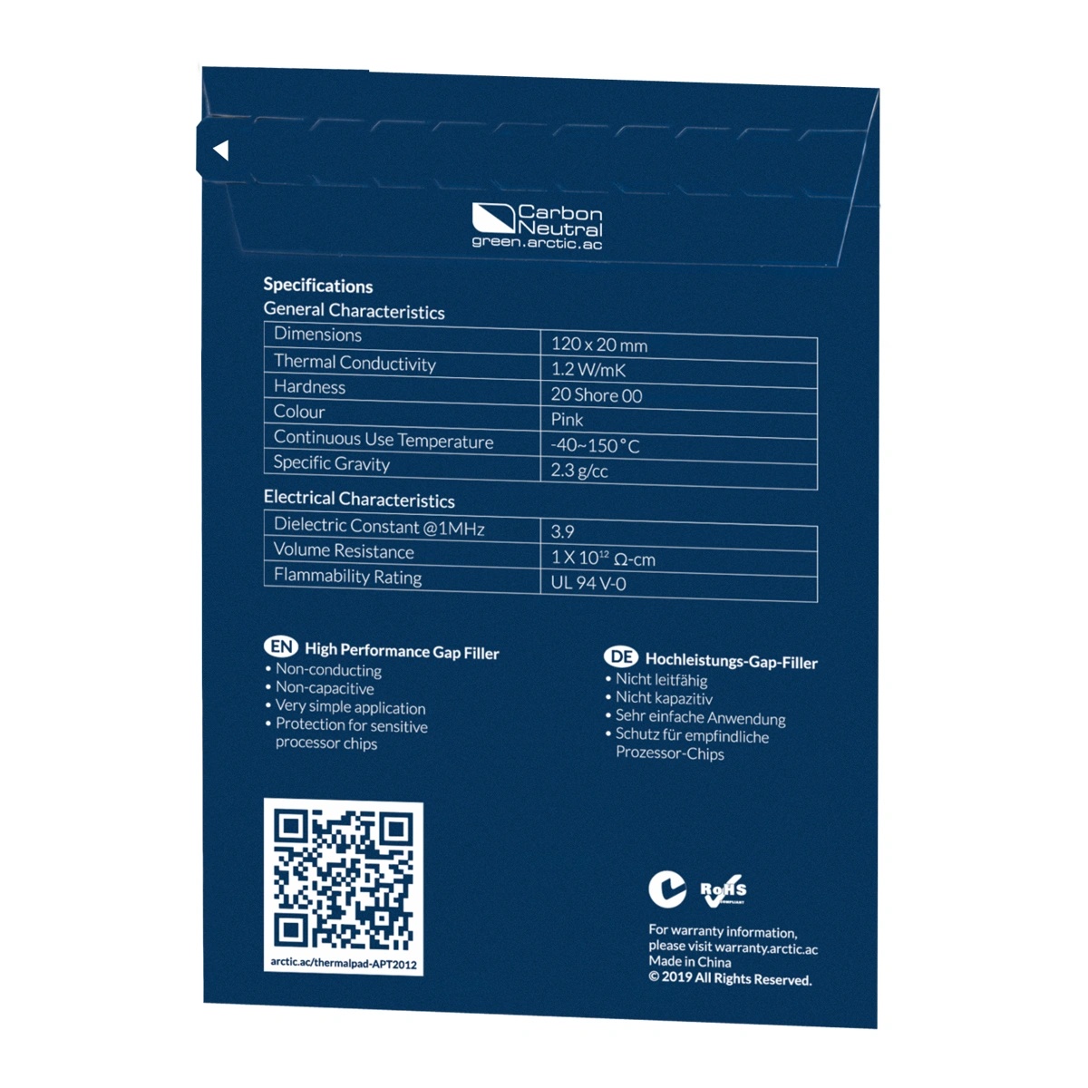 Термопрокладка Arctic 120x20х0,5 мм Thermal pad Basic 4 шт ACTPD00023A