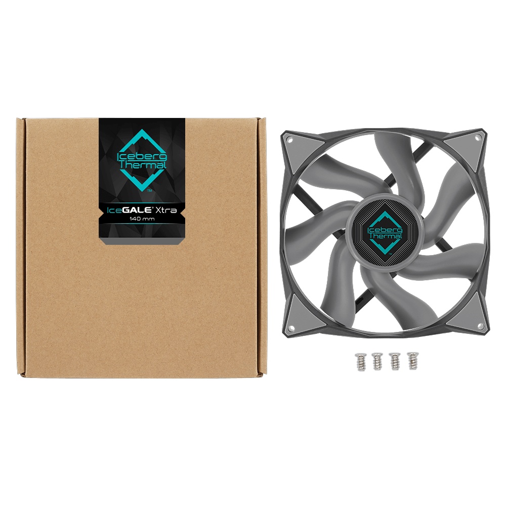Вентилятор iceberg 140x140x25 IceGALE Xtra GRAY, 500-2500rpm, 47dB(M), 0.56A