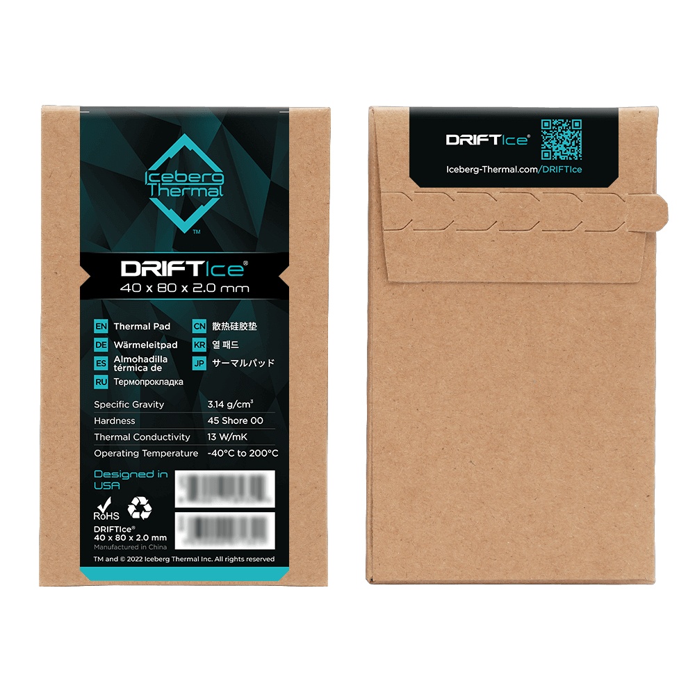 Термопрокладка iceberg 40x80x2.0 mm DriftICE (13 W/mK) DRIFTICE20-A0A