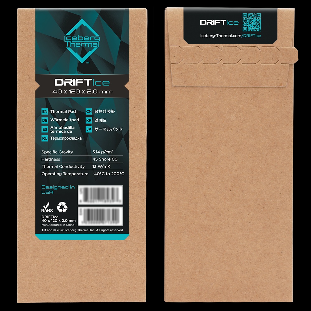 Термопрокладка iceberg 40x120x2.0 mm DriftICE (13 W/mK) DRIFTICE20-B0A