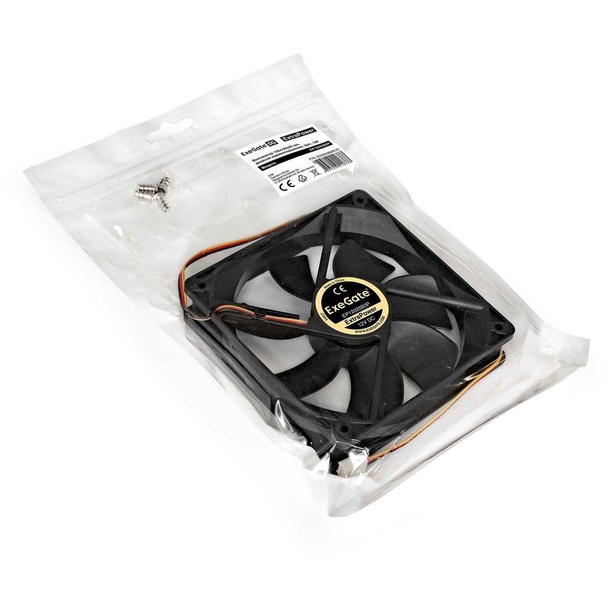 Вентилятор 120x120x25 Exegate ExtraPower EP12025B3P, 1850rpm, 30dB(M), 0.23A, DBB, 3pin