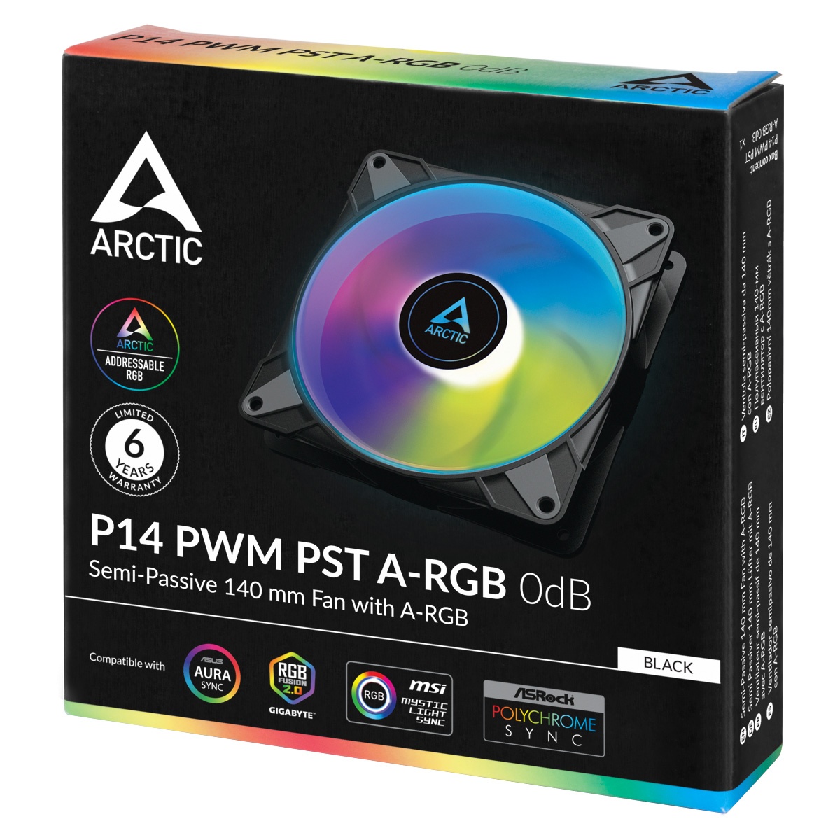 Вентилятор 140x140x27 Arctic P14 PWM PST A-RGB 0dB (Black), 0-1900rpm. 0.17A, ACFAN00239A