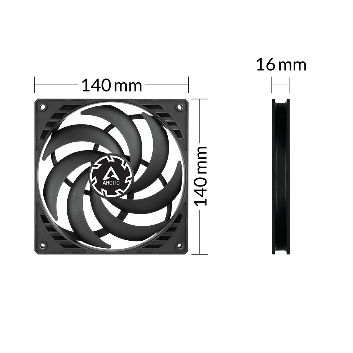 Вентилятор 140x140x15 Arctic P14 SLIM PWM PST, 150-1800rpm, 0.19A, ACFAN00268A
